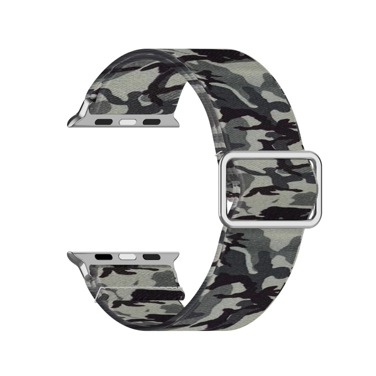Lisslune | Adjustable Elastic Print Watch Band for Apple Watch Series 9&8&7 41mm / SE 3&SE 2&6&SE&5&4 40mm / 3&2&1 38mm (Camouflage Gray)