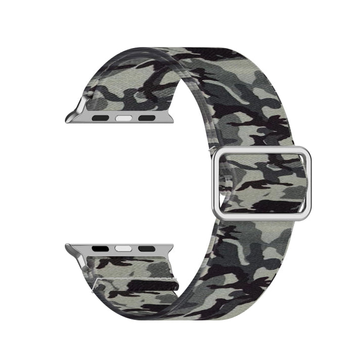 Lisslune | Adjustable Elastic Print Watch Band for Apple Watch Series 9&8&7 41mm / SE 3&SE 2&6&SE&5&4 40mm / 3&2&1 38mm (Camouflage Gray)
