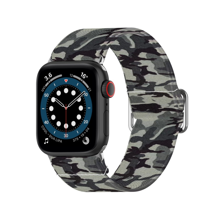 Lisslune | Adjustable Elastic Print Watch Band for Apple Watch Series 9&8&7 41mm / SE 3&SE 2&6&SE&5&4 40mm / 3&2&1 38mm (Camouflage Gray)