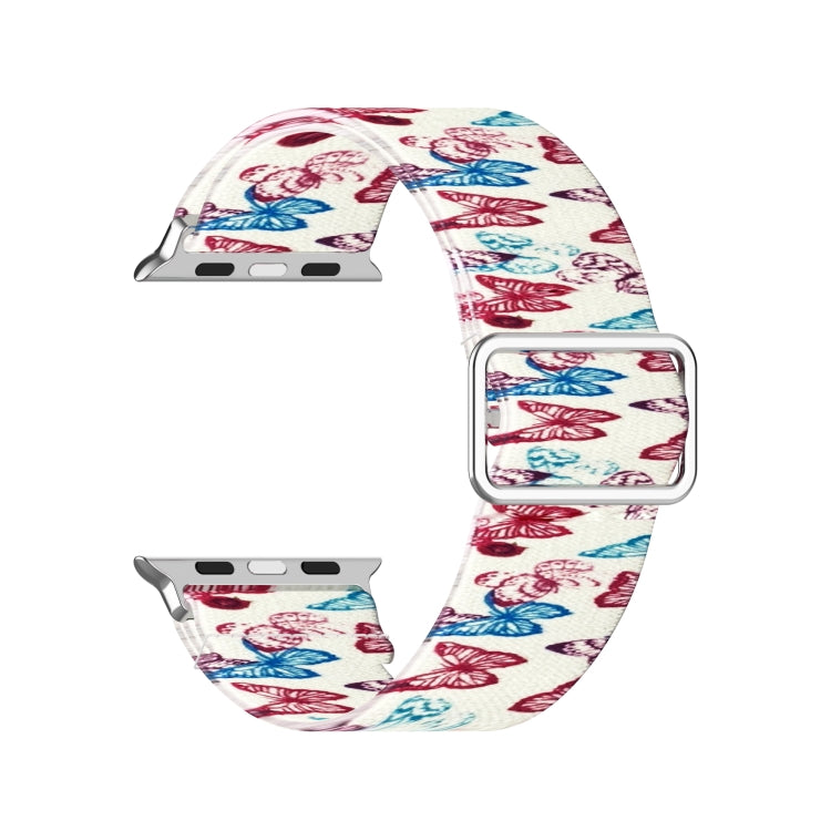 Lisslune | Adjustable elastic printed watch strap for Apple Watch Series 9&8&7 41mm / SE 3&SE 2&6&SE&5&4 40mm / 3&2&1 38mm (Peony)