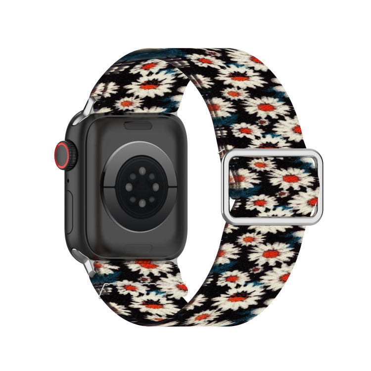 Lisslune | Adjustable elastic printed watch band for Apple Watch Series 9&8&7 41mm / SE 3&SE 2&6&SE&5&4 40mm / 3&2&1 38mm (Chrysanthemum)