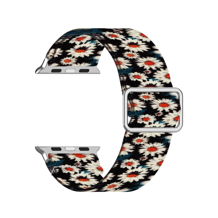 Lisslune | Adjustable elastic printed watch band for Apple Watch Series 9&8&7 41mm / SE 3&SE 2&6&SE&5&4 40mm / 3&2&1 38mm (Chrysanthemum)