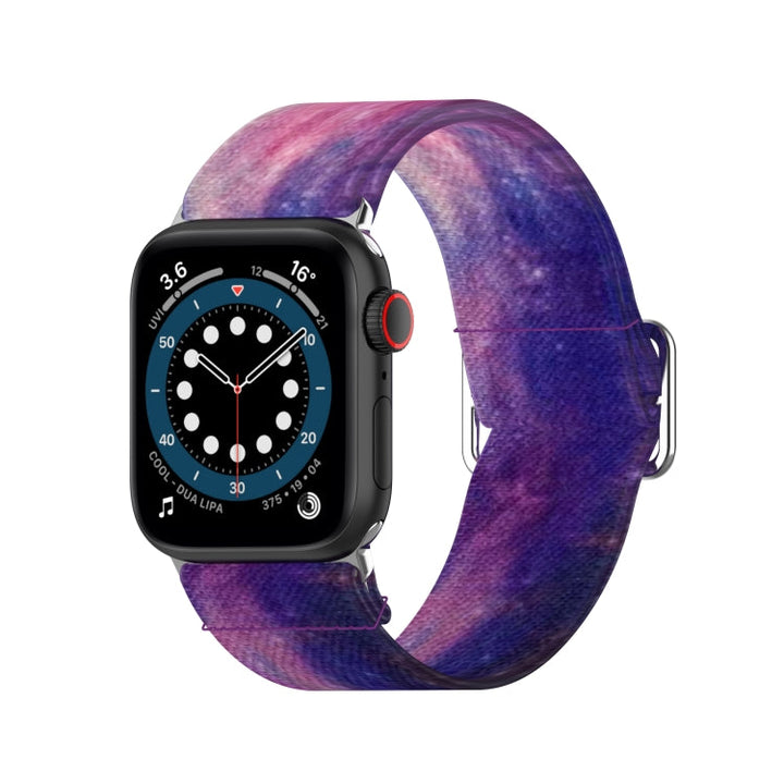 Lisslune | Adjustable Elastic Printed Watch Band for Apple Watch Series 9&8&7 41mm / SE 3&SE 2&6&SE&5&4 40mm / 3&2&1 38mm (Starry Sky)