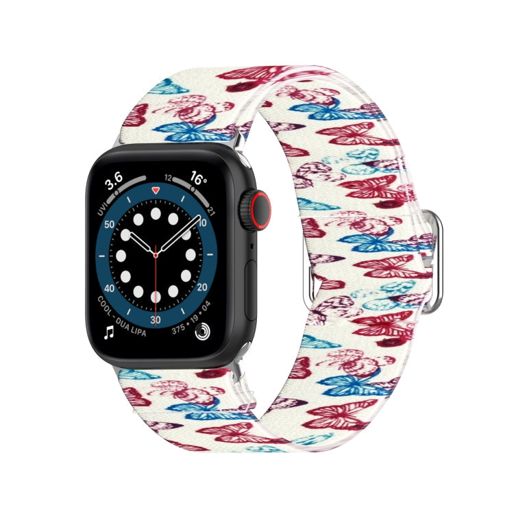 Lisslune | Adjustable elastic printed watch strap for Apple Watch Series 9&8&7 41mm / SE 3&SE 2&6&SE&5&4 40mm / 3&2&1 38mm (Butterfly)