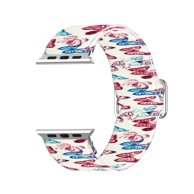 Lisslune | Adjustable elastic printed watch strap for Apple Watch Series 9&8&7 41mm / SE 3&SE 2&6&SE&5&4 40mm / 3&2&1 38mm (Butterfly)