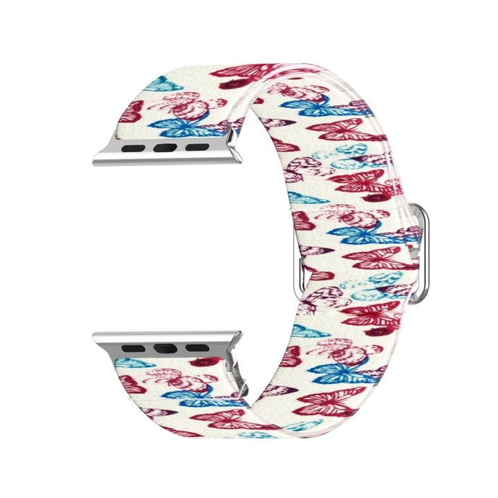 Lisslune | Adjustable elastic printed watch strap for Apple Watch Series 9&8&7 41mm / SE 3&SE 2&6&SE&5&4 40mm / 3&2&1 38mm (Butterfly)