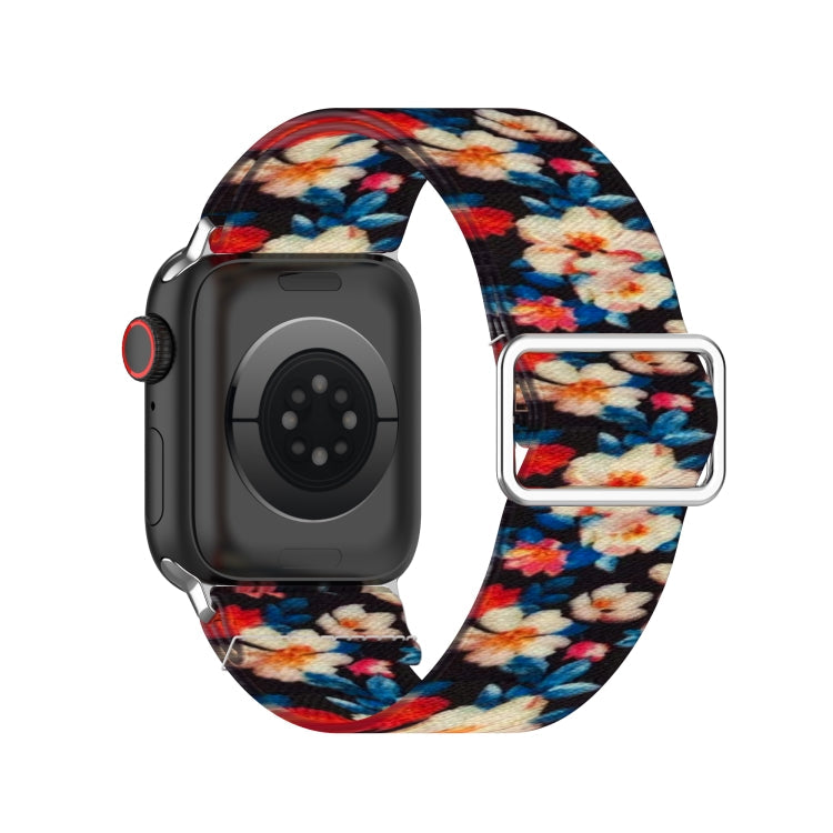 Lisslune | Adjustable elastic printed watch band for Apple Watch Series 9&8&7 41mm / SE 3&SE 2&6&SE&5&4 40mm / 3&2&1 38mm (Rhododendron)