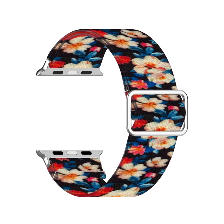 Lisslune | Adjustable elastic printed watch band for Apple Watch Series 9&8&7 41mm / SE 3&SE 2&6&SE&5&4 40mm / 3&2&1 38mm (Rhododendron)