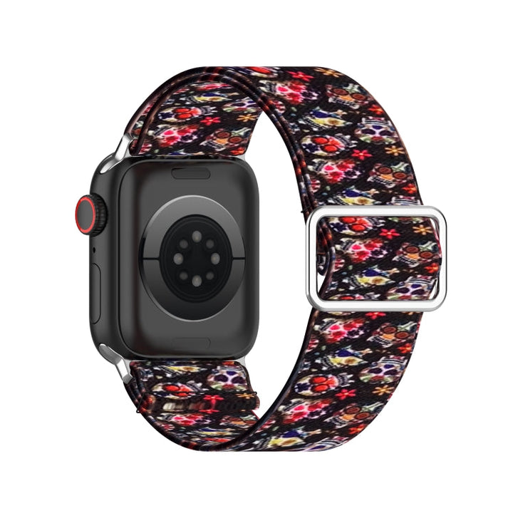 Lisslune | Adjustable elastic printed watch strap for Apple Watch Series 9&8&7 41mm / SE 3&SE 2&6&SE&5&4 40mm / 3&2&1 38mm (Color Skull)