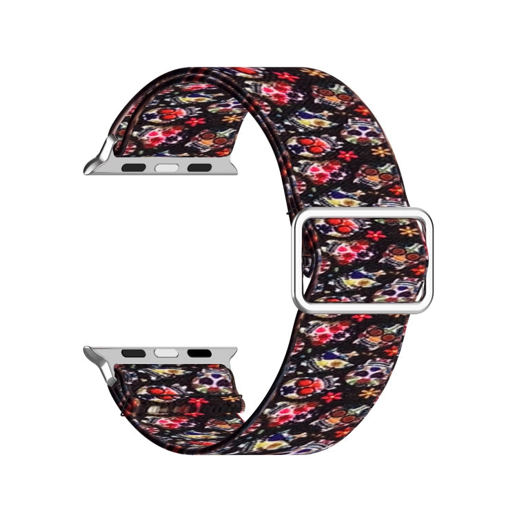 Lisslune | Adjustable elastic printed watch strap for Apple Watch Series 9&8&7 41mm / SE 3&SE 2&6&SE&5&4 40mm / 3&2&1 38mm (Color Skull)