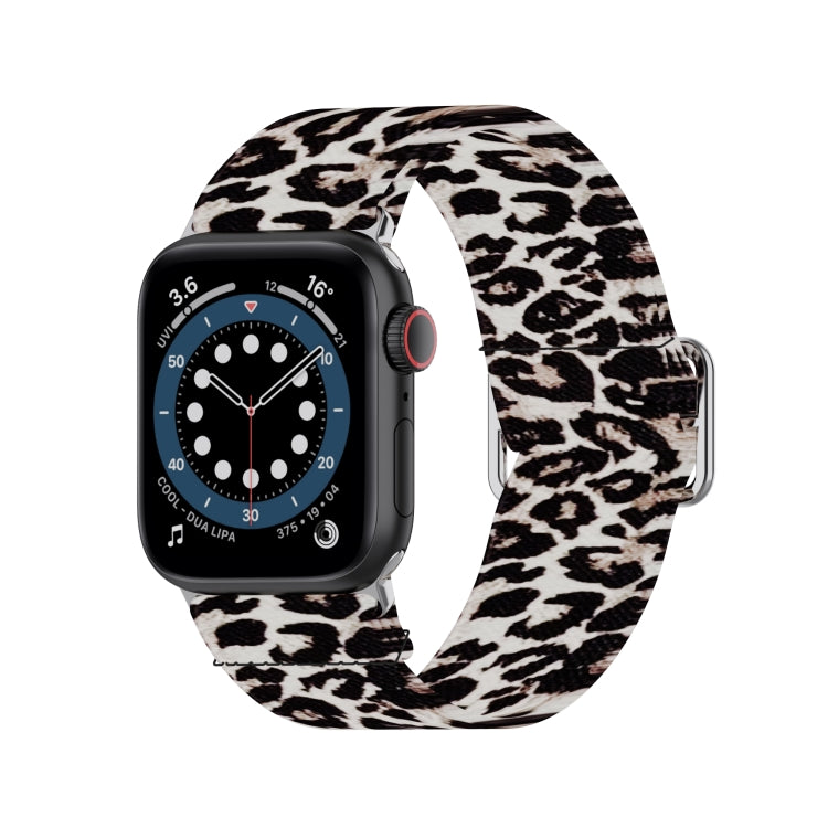 Lisslune | Adjustable Elastic Print Watch Band for Apple Watch Series 9&8&7 41mm / SE 3&SE 2&6&SE&5&4 40mm / 3&2&1 38mm (Leopard)