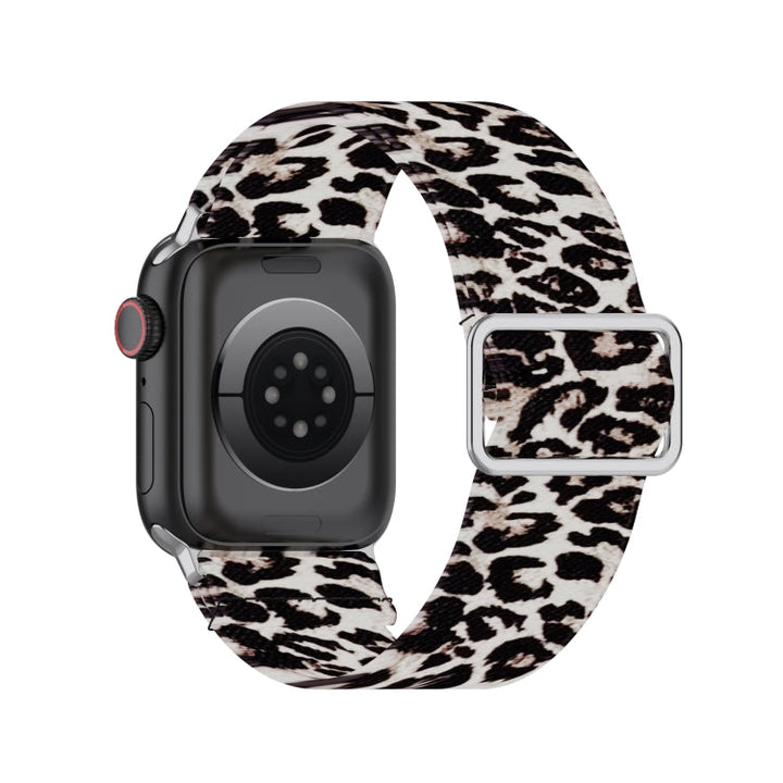 Lisslune | Adjustable Elastic Print Watch Band for Apple Watch Series 9&8&7 41mm / SE 3&SE 2&6&SE&5&4 40mm / 3&2&1 38mm (Leopard)