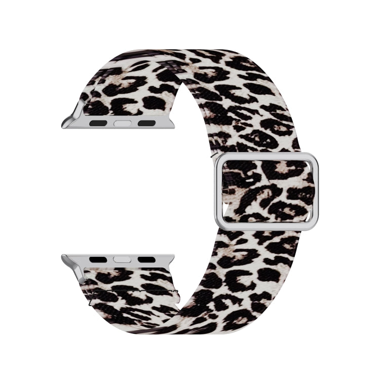 Lisslune | Adjustable Elastic Print Watch Band for Apple Watch Series 9&8&7 41mm / SE 3&SE 2&6&SE&5&4 40mm / 3&2&1 38mm (Leopard)