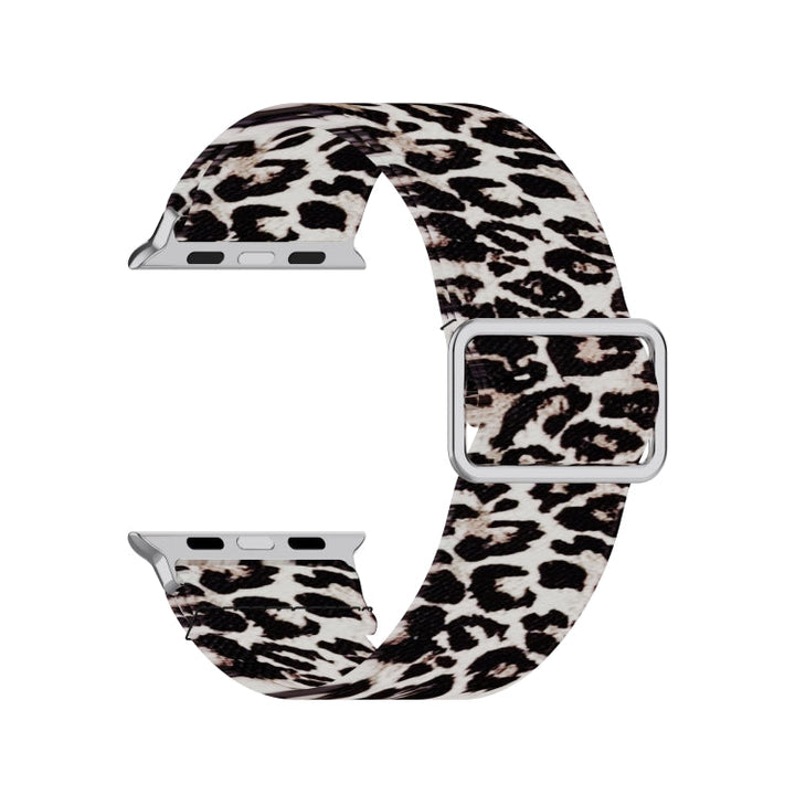 Lisslune | Adjustable Elastic Print Watch Band for Apple Watch Series 9&8&7 41mm / SE 3&SE 2&6&SE&5&4 40mm / 3&2&1 38mm (Leopard)