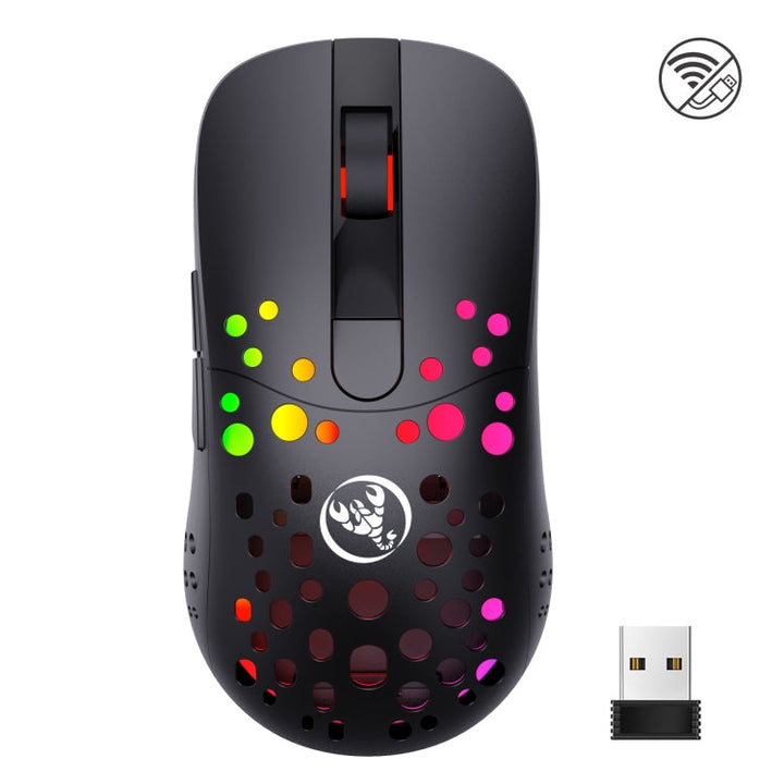 Lisslune | HXSJ T100 10000 DPI RGB Macro Definition Wired Wireless Dual-Mode Mouse (Black)