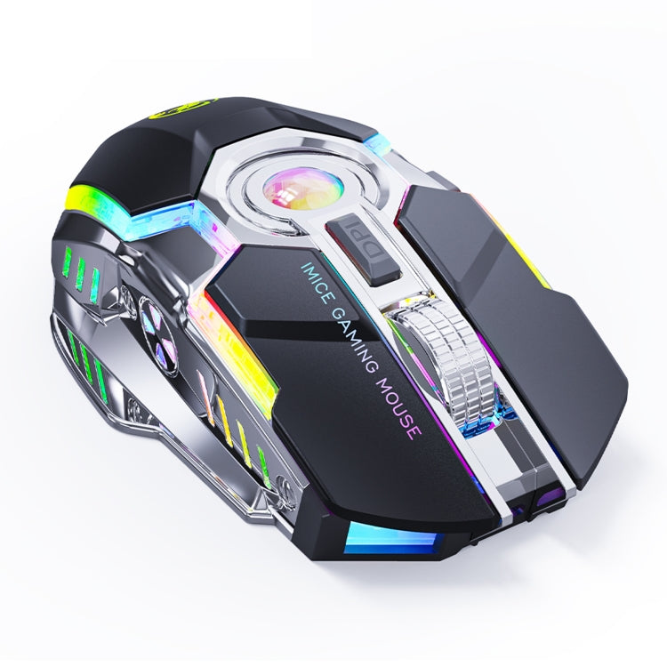 Lisslune | iMICE G7 Colorful Streamer Lights Rechargeable Silent Wireless Mouse (Black)