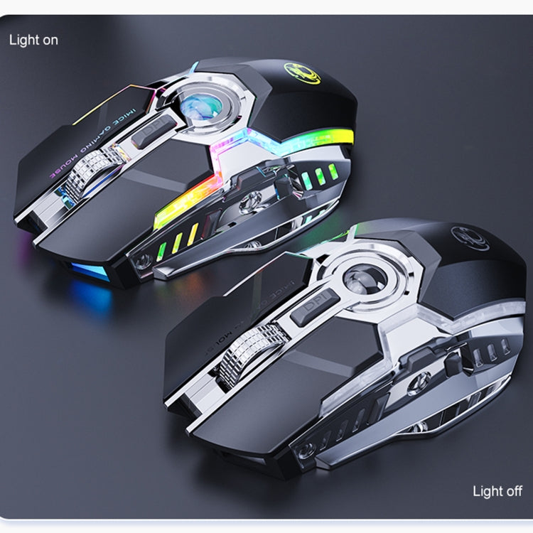 Lisslune | iMICE G7 Colorful Streamer Lights Rechargeable Silent Wireless Mouse (Black)