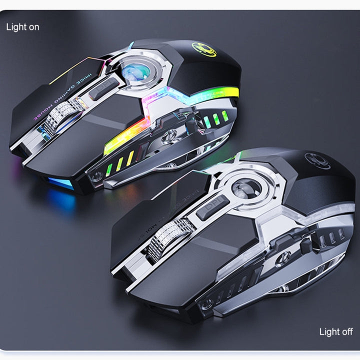 Lisslune | iMICE G7 Colorful Streamer Lights Rechargeable Silent Wireless Mouse (Black)