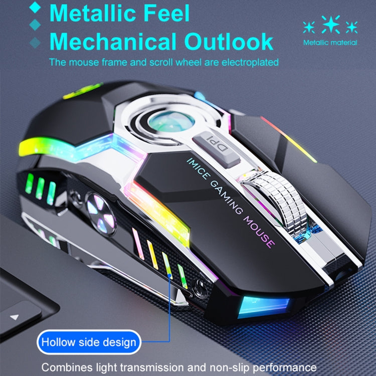 Lisslune | iMICE G7 Colorful Streamer Lights Rechargeable Silent Wireless Mouse (Black)