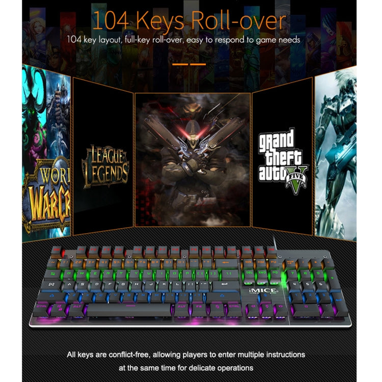 Lisslune | iMICE MK-X80 104 Keys Mechanical Blue Switch Backlit Wired Gaming Keyboard