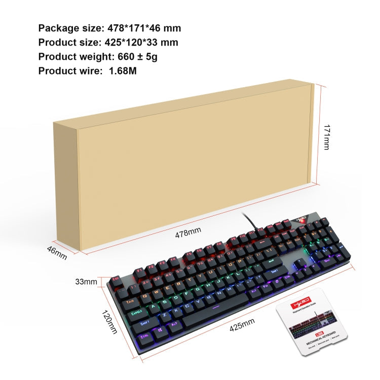 Lisslune | HXSJ L300 104 Keys USB Port LED Lighting Wired Mechanical Keyboard (Black)