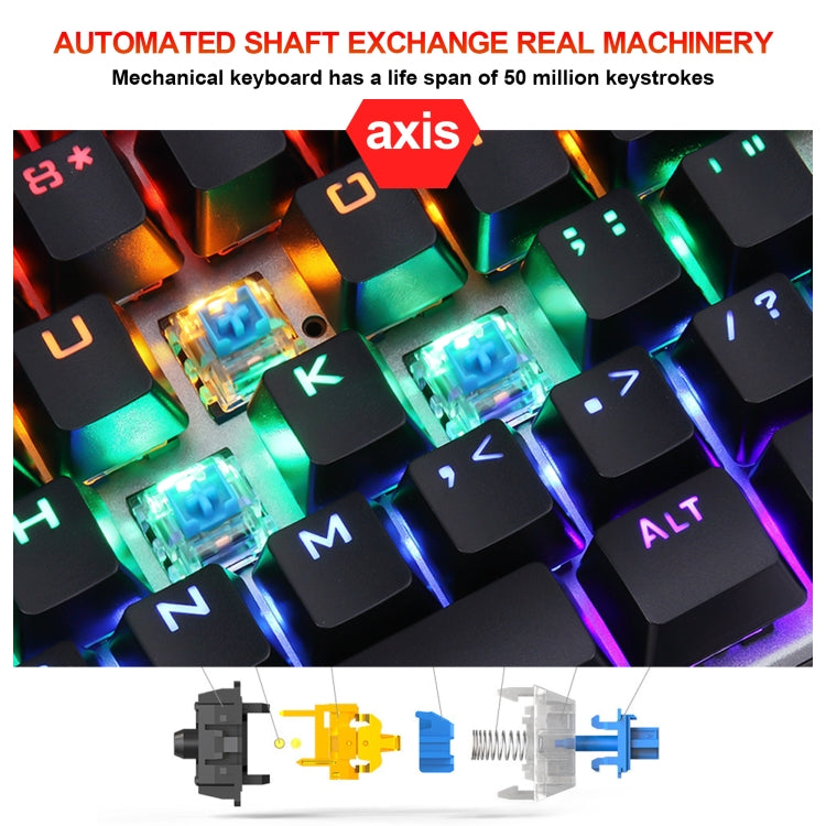 Lisslune | HXSJ L300 104 Keys USB Port LED Lighting Wired Mechanical Keyboard (Black)