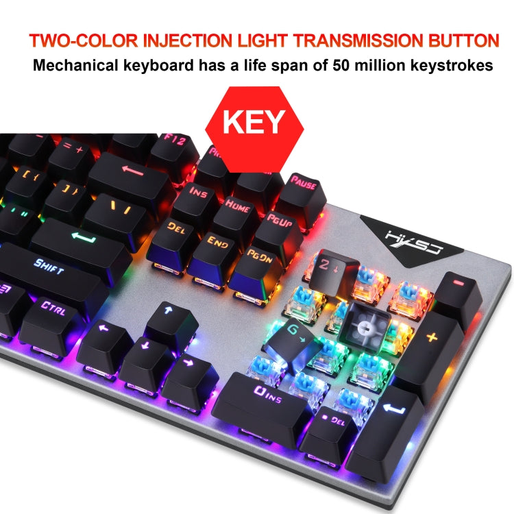 Lisslune | HXSJ L300 104 Keys USB Port LED Lighting Wired Mechanical Keyboard (Black)