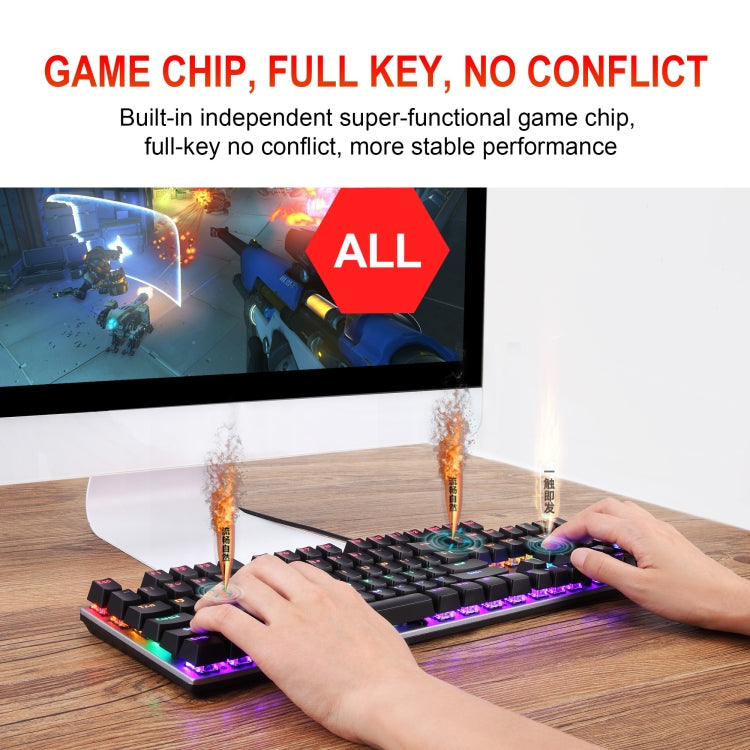 Lisslune | HXSJ L300 104 Keys USB Port LED Lighting Wired Mechanical Keyboard (Black)