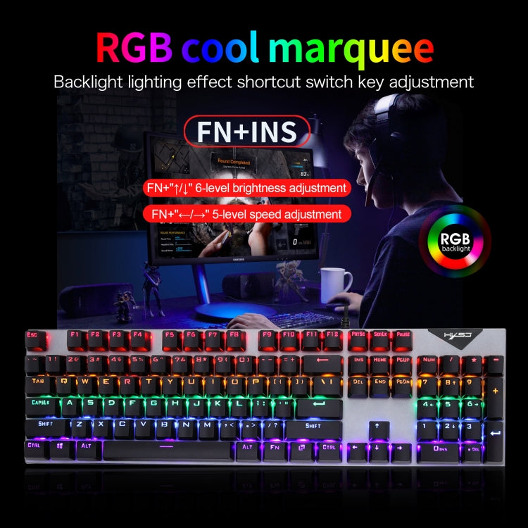 Lisslune | HXSJ L300 104 Keys USB Port LED Lighting Wired Mechanical Keyboard (Black)