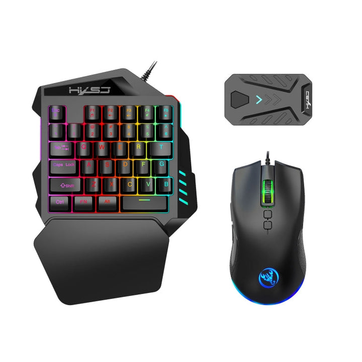 Lisslune | HXSJ P8+V100+A883 Keyboard Mouse Converter + One-Handed Keyboard + Programmable Gaming Mouse Set