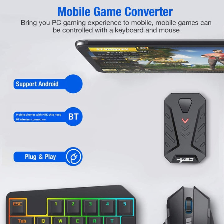Lisslune | HXSJ P8+V100+A883 Keyboard Mouse Converter + One-Handed Keyboard + Programmable Gaming Mouse Set