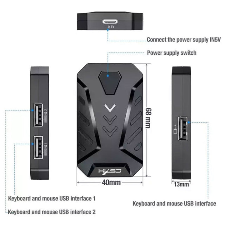 Lisslune | HXSJ V100+J900+P8 One-Hand Keyboard + Programmable Gaming Mouse + Keyboard-Mouse Converter Set