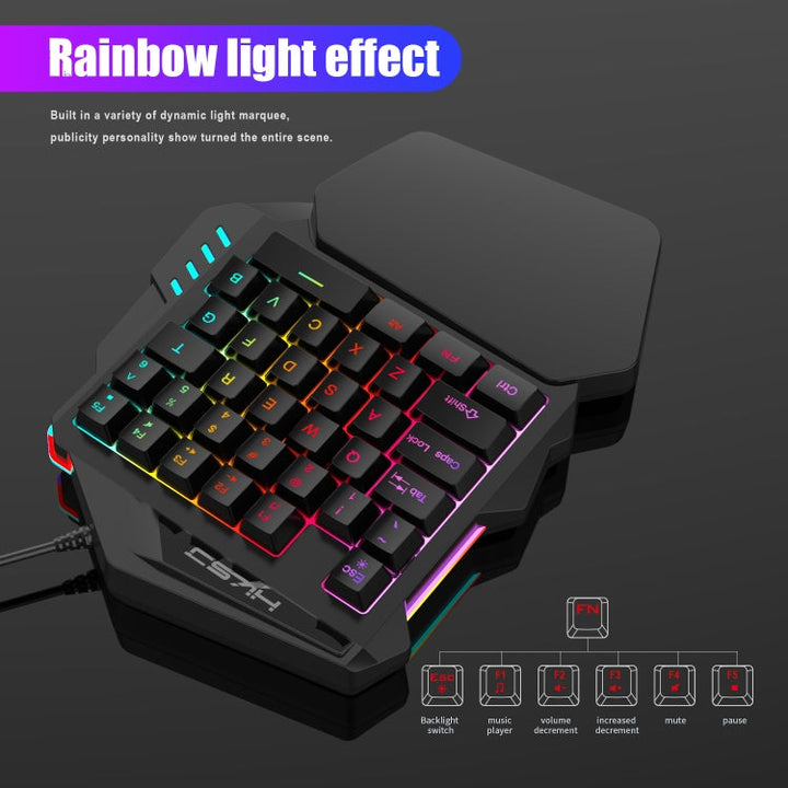 Lisslune | HXSJ V100+J900+P8 One-Hand Keyboard + Programmable Gaming Mouse + Keyboard-Mouse Converter Set