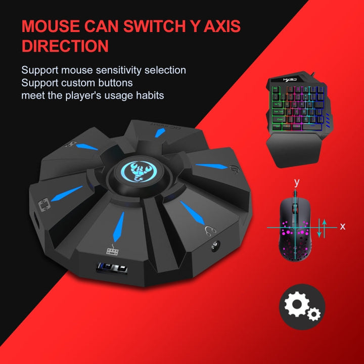 Lisslune | HXSJ P9 Portable Keyboard Mouse Converter for PS4 / Xbox One / PS3 / Xbox 360 / N-Switch (Black)