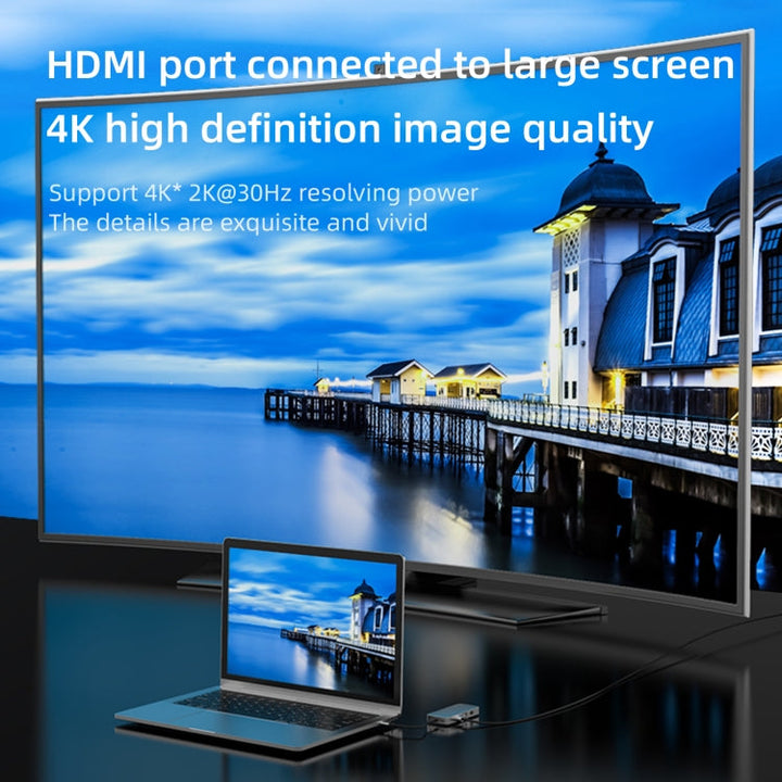 Lisslune | Basix BL10V 10 in 1 USB-C / Type-C to RJ45 + VGA + HDMI + 3.5mm AUX + SD / TF card slot + PD USB-C / Type-C + USB 3.0 + 2 USB 2.0 Ports Docking Station HUB