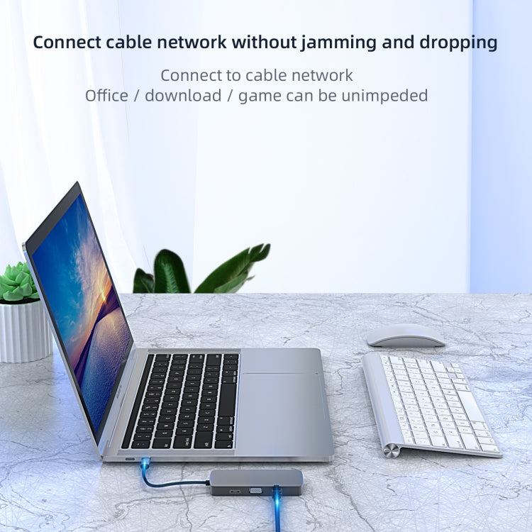 Lisslune | Basix BL10V 10 in 1 USB-C / Type-C to RJ45 + VGA + HDMI + 3.5mm AUX + SD / TF card slot + PD USB-C / Type-C + USB 3.0 + 2 USB 2.0 Ports Docking Station HUB