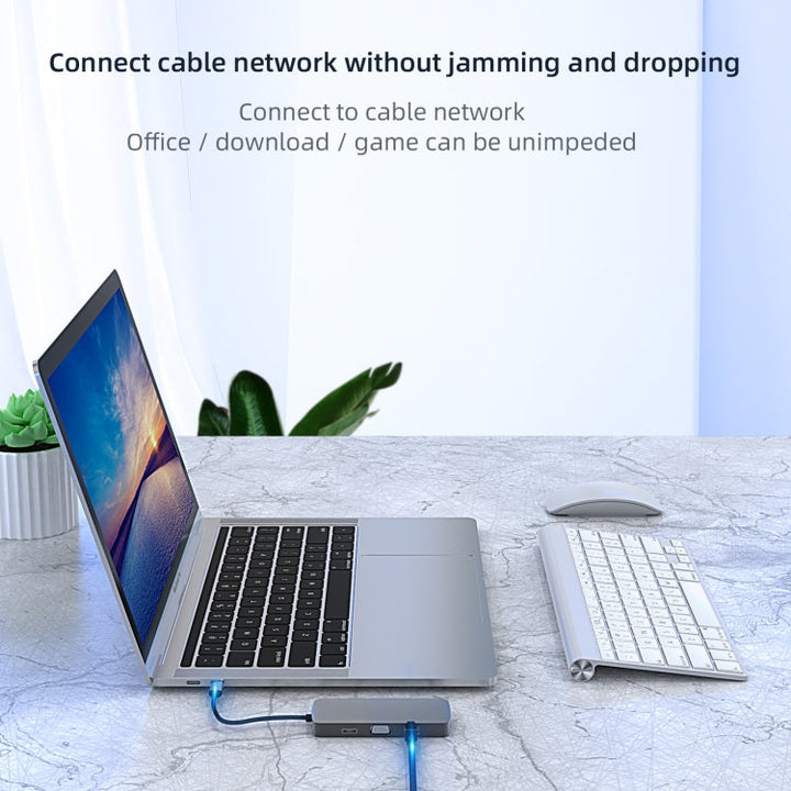 Lisslune | Basix BL10V 10 in 1 USB-C / Type-C to RJ45 + VGA + HDMI + 3.5mm AUX + SD / TF card slot + PD USB-C / Type-C + USB 3.0 + 2 USB 2.0 Ports Docking Station HUB