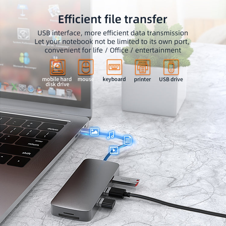 Lisslune | Basix BL10V 10 in 1 USB-C / Type-C to RJ45 + VGA + HDMI + 3.5mm AUX + SD / TF card slot + PD USB-C / Type-C + USB 3.0 + 2 USB 2.0 Ports Docking Station HUB
