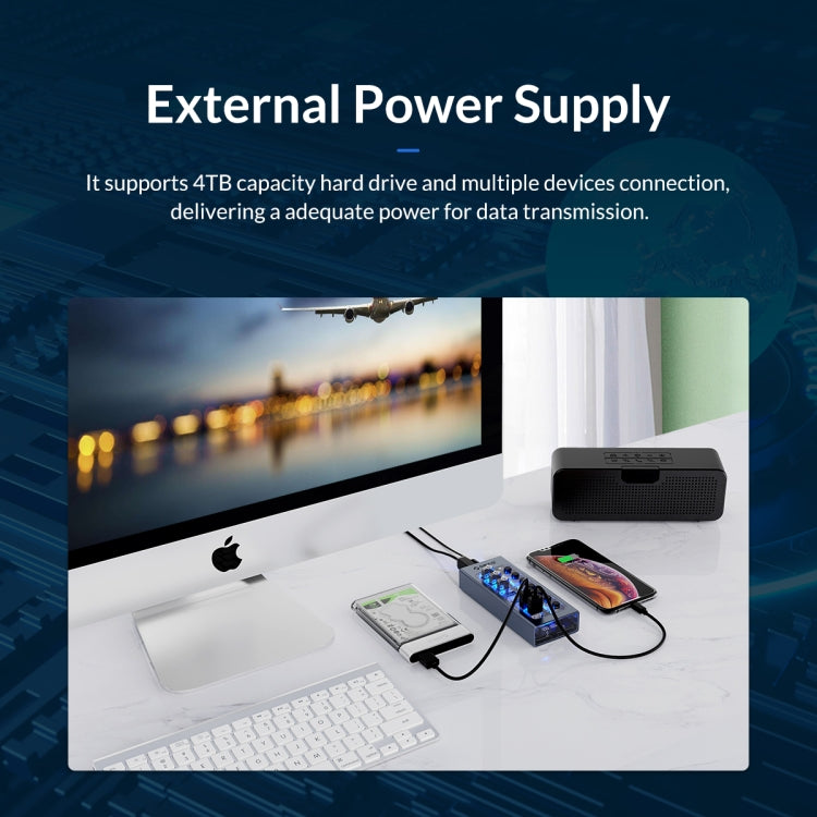 Lisslune | ORICO AT2U3-7AB-GY-BP 7 In 1 Aluminum Alloy Multi-Port USB HUB with Individual Switches, AU Plug