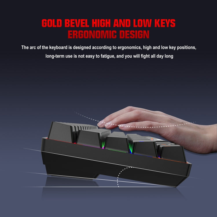 Lisslune | HXSJ L800 61 Keys Bluetooth 5.0 / 2.4G Wireless / Type-C Wired Three Modes Blue Switch Mechanical Keyboard (Black)