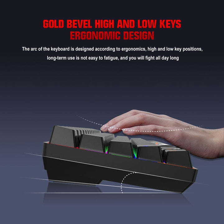 Lisslune | HXSJ L800 61 Keys Bluetooth 5.0 / 2.4G Wireless / Type-C Wired Three Modes Blue Switch Mechanical Keyboard (Black)