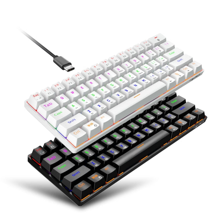 Lisslune | HXSJ L800 61 Keys Bluetooth 5.0 / 2.4G Wireless / Type-C Wired Three Modes Blue Switch Mechanical Keyboard (Black)