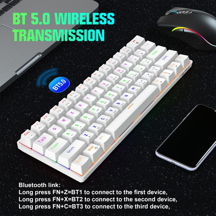Lisslune | HXSJ L800 61 Keys Bluetooth 5.0 / 2.4G Wireless / Type-C Wired Three Modes Blue Switch Mechanical Keyboard (Black)