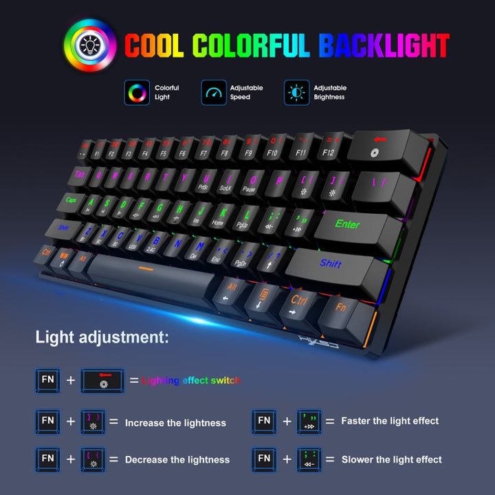 Lisslune | HXSJ L800 61 Keys Bluetooth 5.0 / 2.4G Wireless / Type-C Wired Three Modes Blue Switch Mechanical Keyboard (White)
