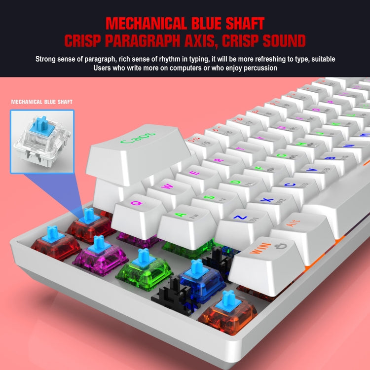 Lisslune | HXSJ L800 61 Keys Bluetooth 5.0 / 2.4G Wireless / Type-C Wired Three Modes Blue Switch Mechanical Keyboard (Black)