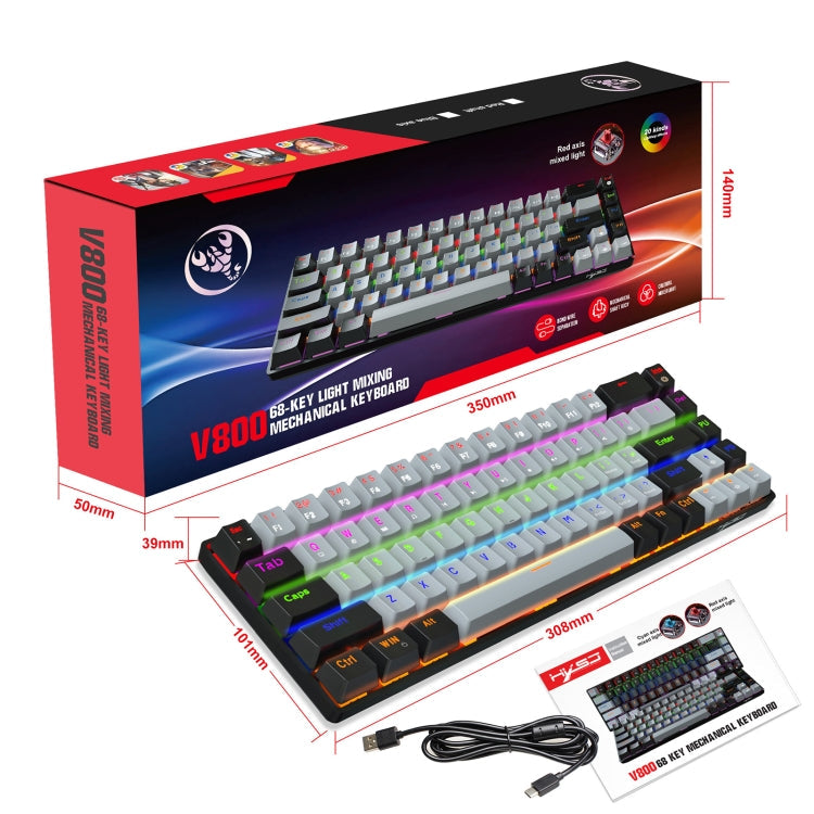 Lisslune | HXSJ V800 68 Keys Type-C Wired Cool Backlight Mechanical Keyboard (Red Switch)