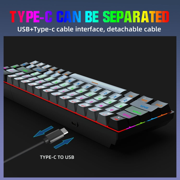Lisslune | HXSJ V800 68 Keys Type-C Wired Cool Backlight Mechanical Keyboard (Red Switch)