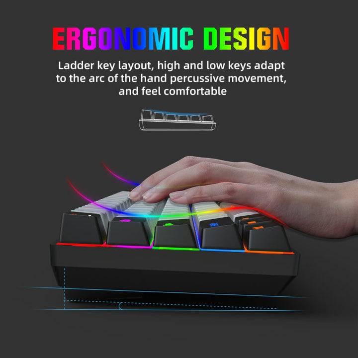 Lisslune | HXSJ V800 68 Keys Type-C Wired Cool Backlight Mechanical Keyboard (Red Switch)