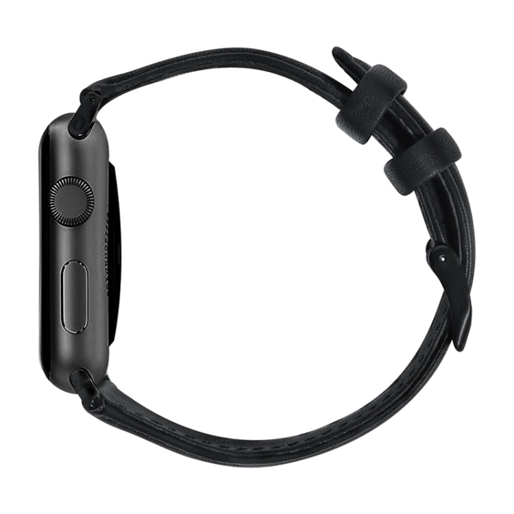 Lisslune | For Apple Watch Series 9&8&7 41mm / SE 3&SE 2&6&SE&5&4 40mm / 3&2&1 38mm Oil Wax Leather Strap Watch Band (Black)