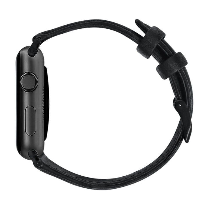Lisslune | For Apple Watch Series 9&8&7 41mm / SE 3&SE 2&6&SE&5&4 40mm / 3&2&1 38mm Oil Wax Leather Strap Watch Band (Black)
